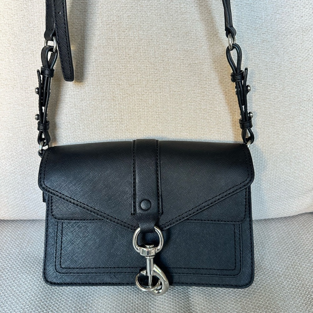 SOLD: Rebecca Minkoff Black Saffiano Leather Hudson Moto Mini Bag